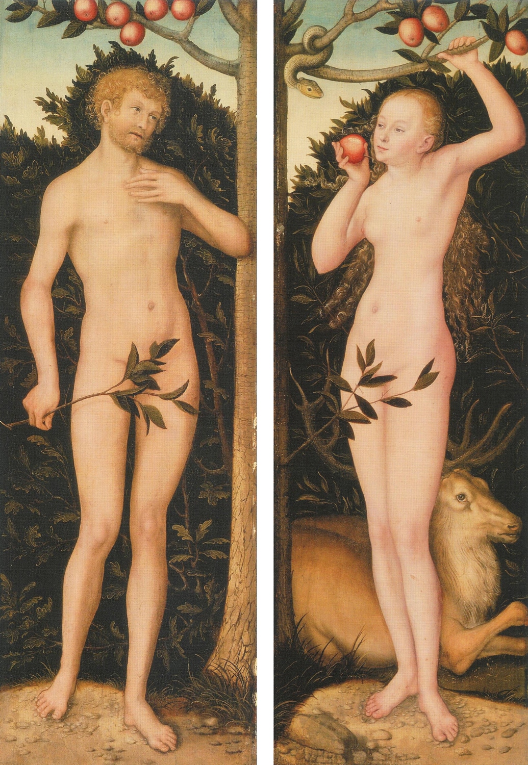 Lucas Cranach (1509-1533) painted this one of his many versions of Adam and Eve.