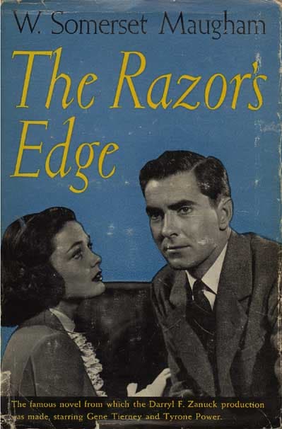 Book jacket of The Razor's Edge featuring the two main characters in the forthcoming movie