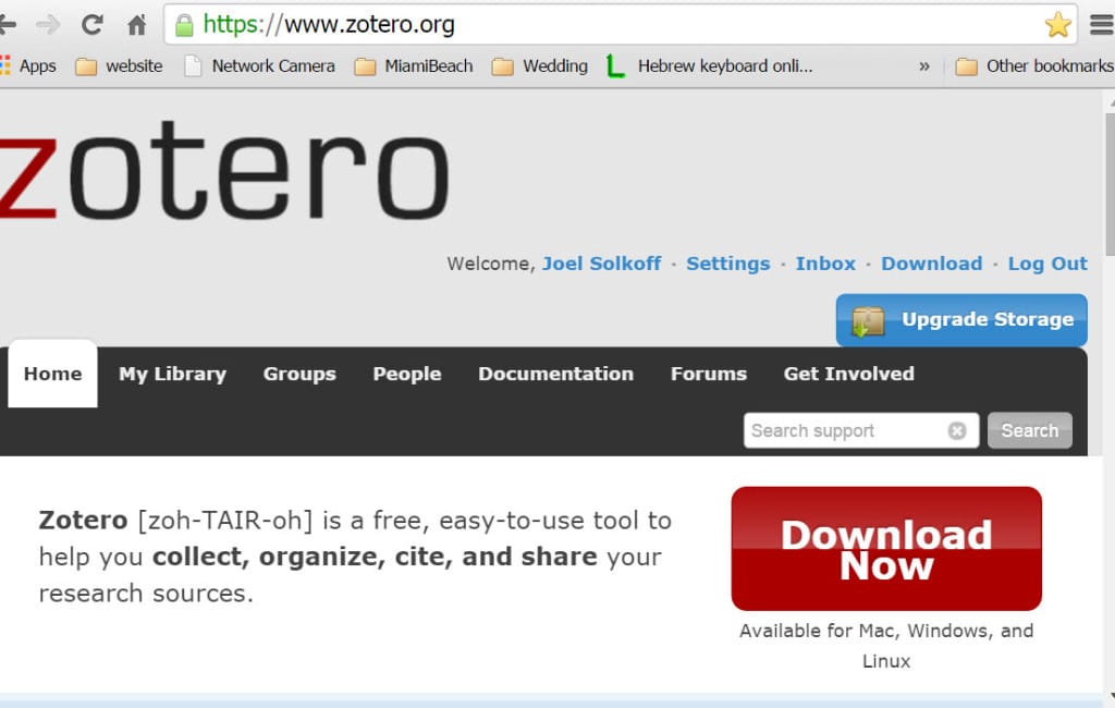 This screen shot shows I had already established a Zotero account. I originally established this account in a bye-gone era when one could obtain Zotero as an add-on to Firefox. Before downloading standalone from Chrome, I had logged into Zotero's home page. If you do not have a Zotero account you can establish one and log in either before or after the download.