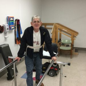 Walking (even with a harness) on the parallel bars after 21 years as a paraplegic. Invigorating.