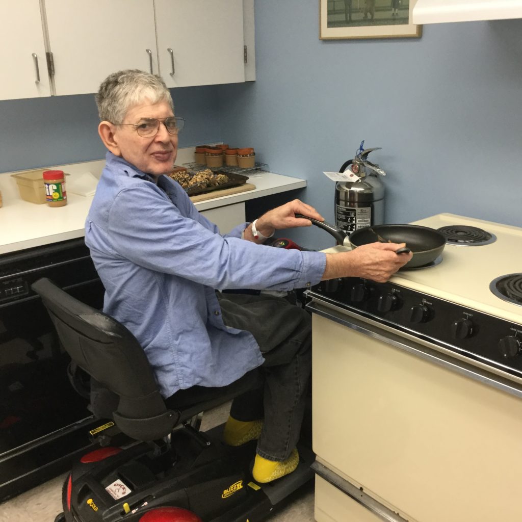 Today (April 28, 2016) Occupational Therapist Diann Dougherty helps me understand how ADLs can be useful in my writing a chapter on designing a kitchen accessible to residents with a mobility disability.